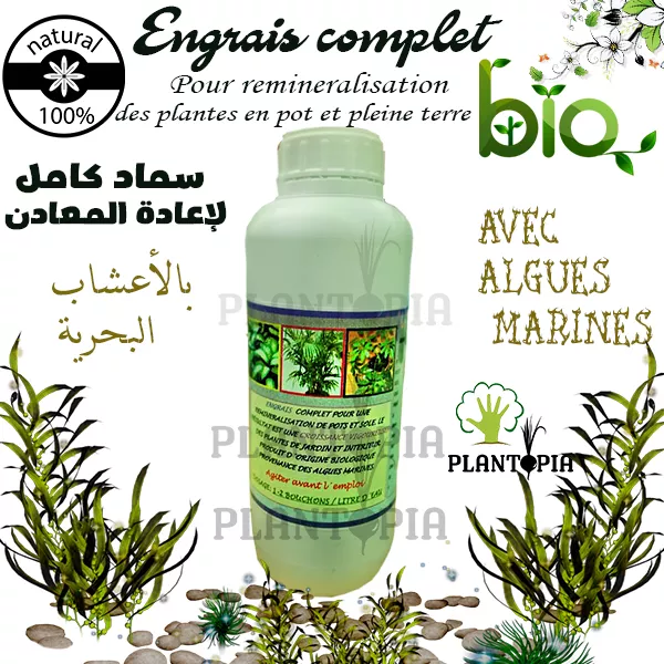Engrais Bio complet spécial reminéralisation 1L – Avec extraits d’algues marines